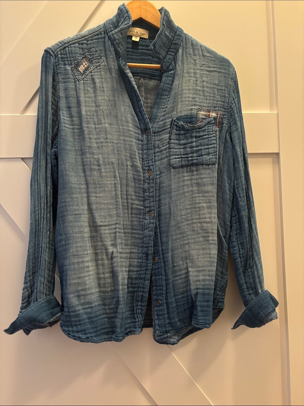 cloth & stone Blue Washed Button-Up soft Blouse from Anthropologie
